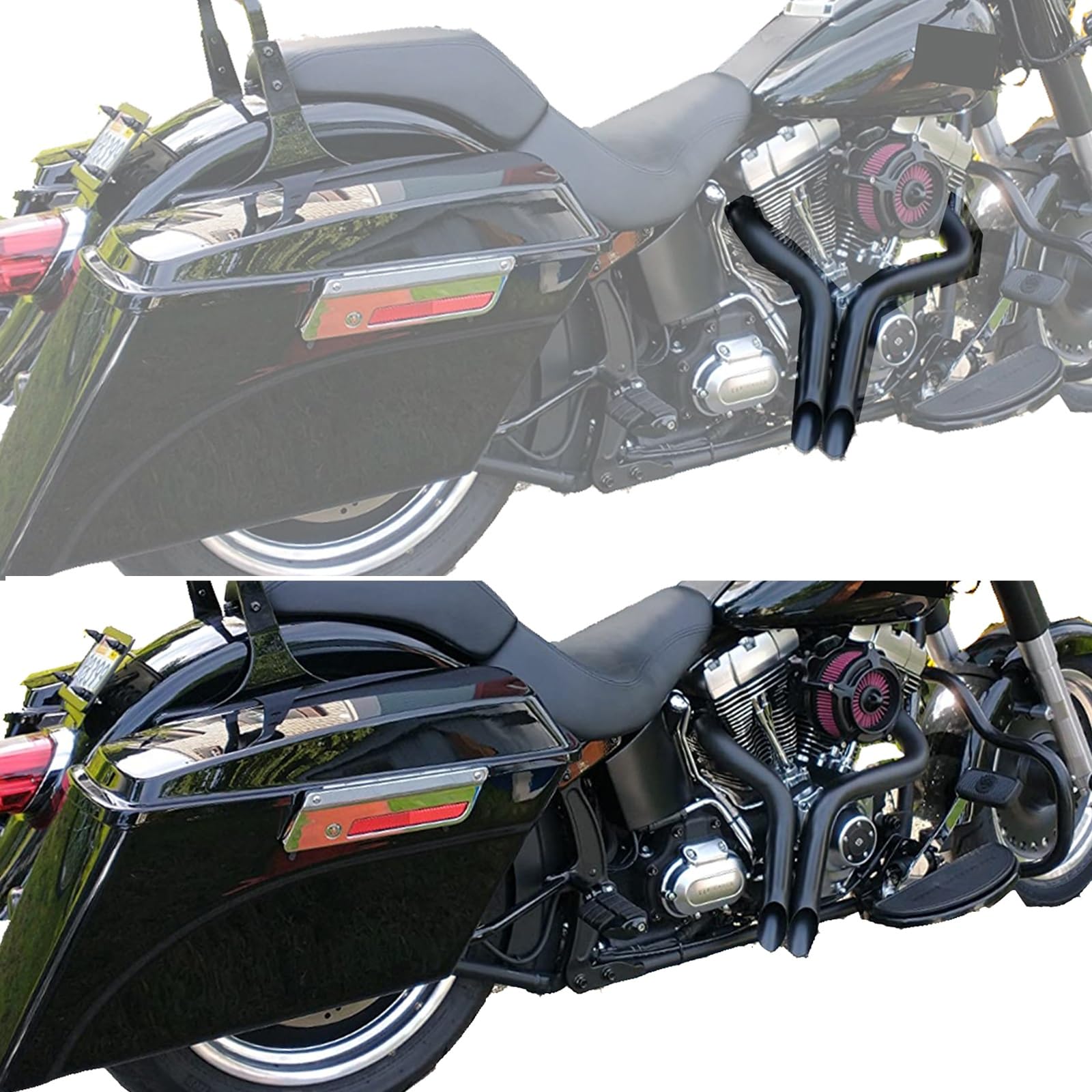 tłumik wychowej wydech Do Choppera Bobbera | 2-calowy element systemu z prostą rurą wydechową motocykli(Black)