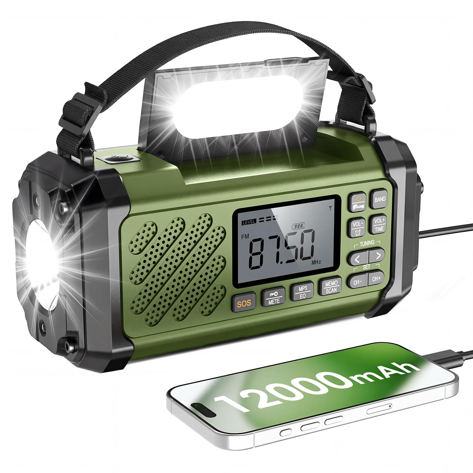 Vikeri Notfallradio mit Kurbel und Solar, Kurbelradio