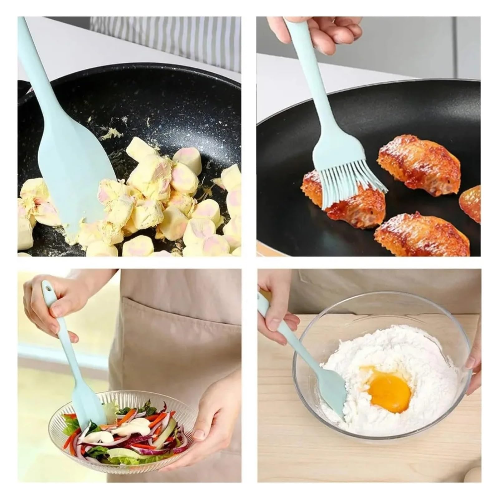 Maryse Patisserie Ensemble de spatules en Silicone antiadhésives, résistantes à la chaleur, retourneur for cuisson, mélange d'outils, 6 pièces(Black)