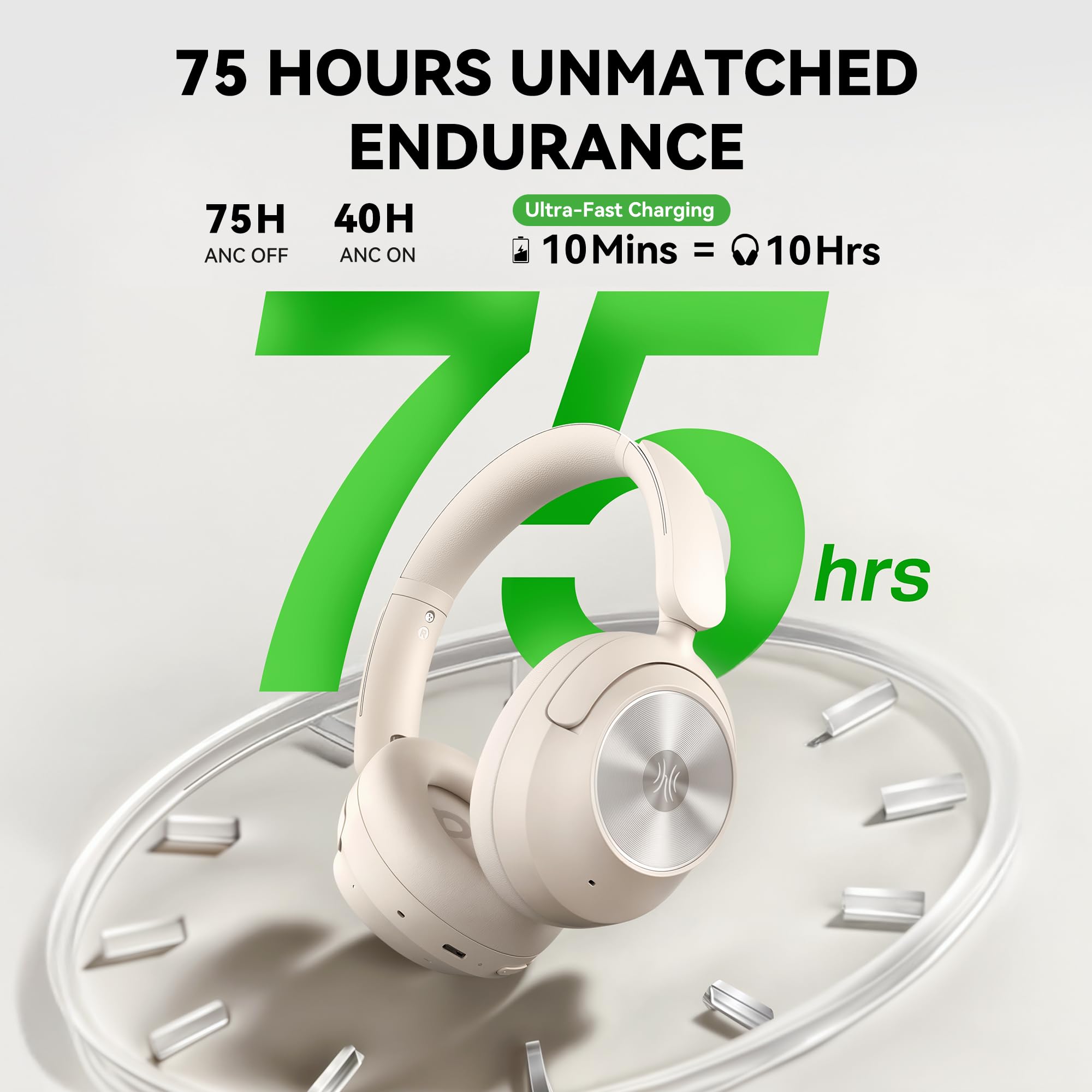 OneOdio Focus A6 Cuffie Ibride Attive ad Annullamento del Rumore, Tempo di Gioco 75H, Audio Senza Perdita LDAC Hi-Res, Bluetooth 6.0, Controllo APP, Cuffie Wireless per Viaggi