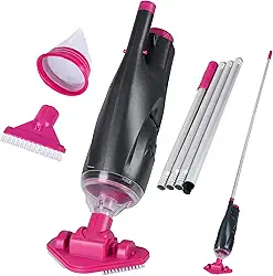 S7 Conjunto De Aspirador De Pó Portátil Recarregável Para Piscina Com Haste Ajustável E 2 Cabeças De Escova Intercambiáveis, Ideal Para Piscinas Acima Do Solo, Banheiras De Hidromassagem, Spas E Pis