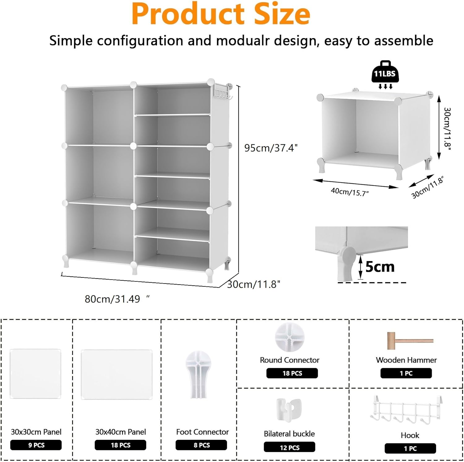 AWTATOS 6 Cube Closet Organizer Storage Shelves Portable Clothes Organizers and Storage Stackable Cubby Shelving for Closet Bedroom Living Room Office White