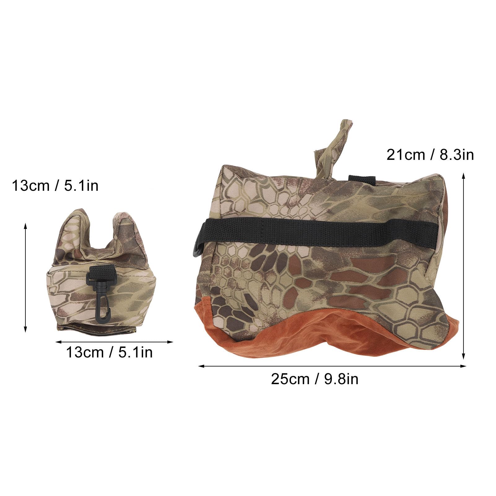 Topyond Front and Rear Shooting Rest Bag Combo for Enhanced Stability and Support(Python Print Color) Front Bag Size: 9.8 x 8.3 x 6.0in, Rear Bag Size:5.1 x 5.1 x 3.9in