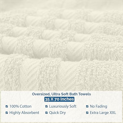 Miniatura 8 de DAN RIVER Juego de 2 toallas de baño de 550 GSM, ultra suaves y altamente absorbentes, 100% algodón, toallas de baño grandes para baño, hotel, spa,