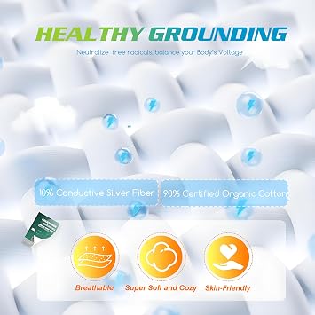 Grounding Sheet Conductive Soft Earthing Mat with 15ft UK Cord Sleep Therapy - Beige, King