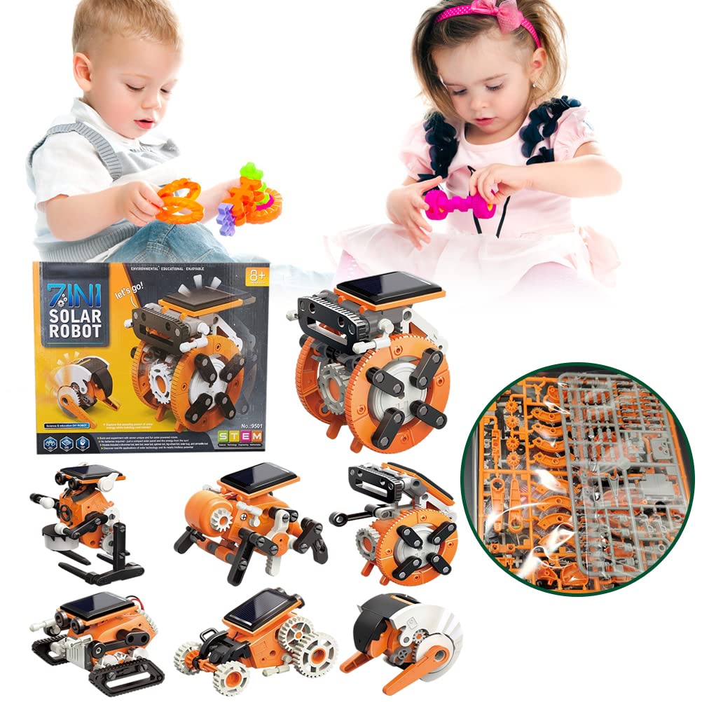 STEM Roboter-Set, 7-in-1 solarbetriebenes Roboterspielzeug für Kinder, Sonnenroboter Erstellung von Do-Selbst Wissenschafts-Kit, STEM-Projekt, Bildungsaktivitäten Spielzeug, Roboterspielzeug Geschenk