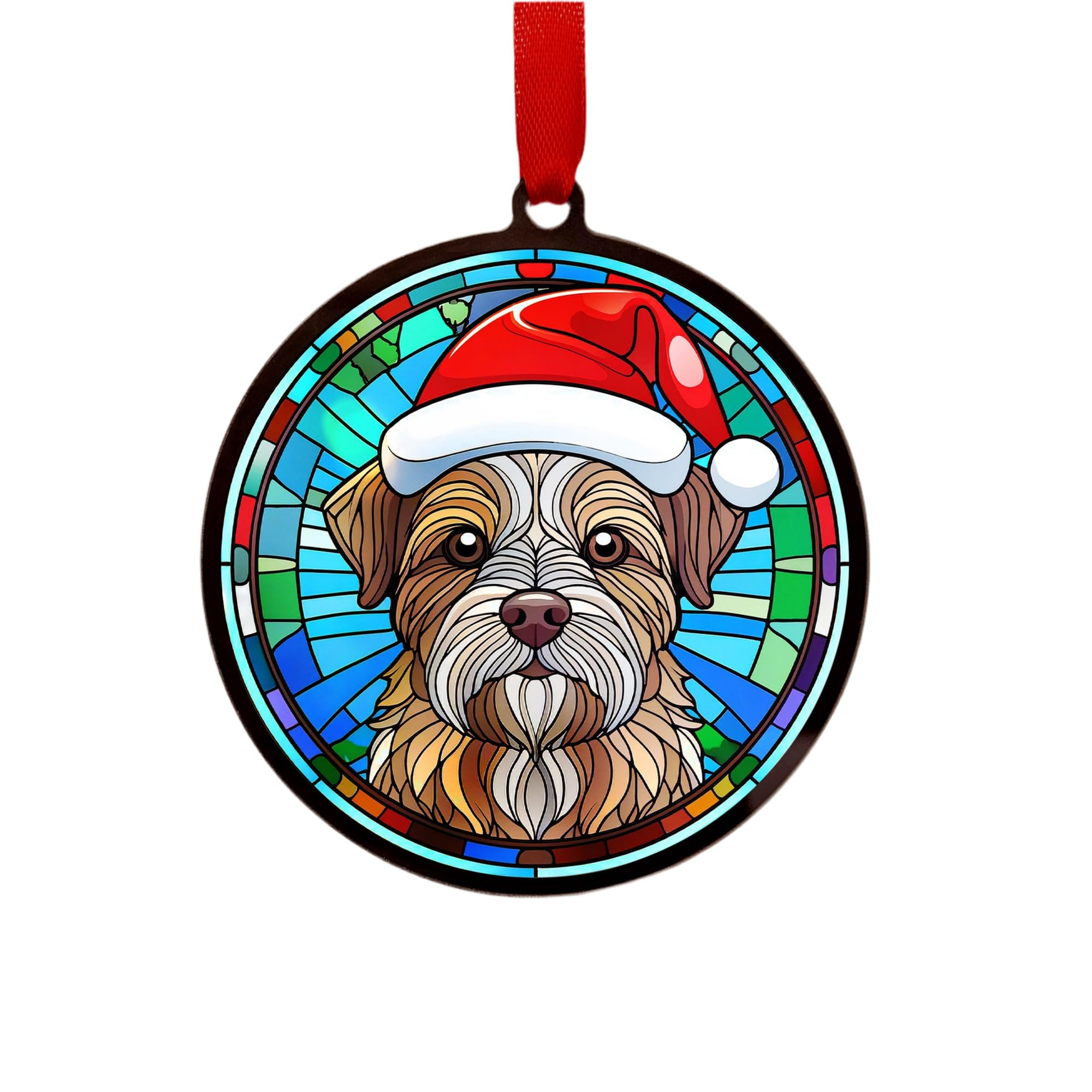 Border Terrier Suncatcher Decoration Santa Hat Christmas