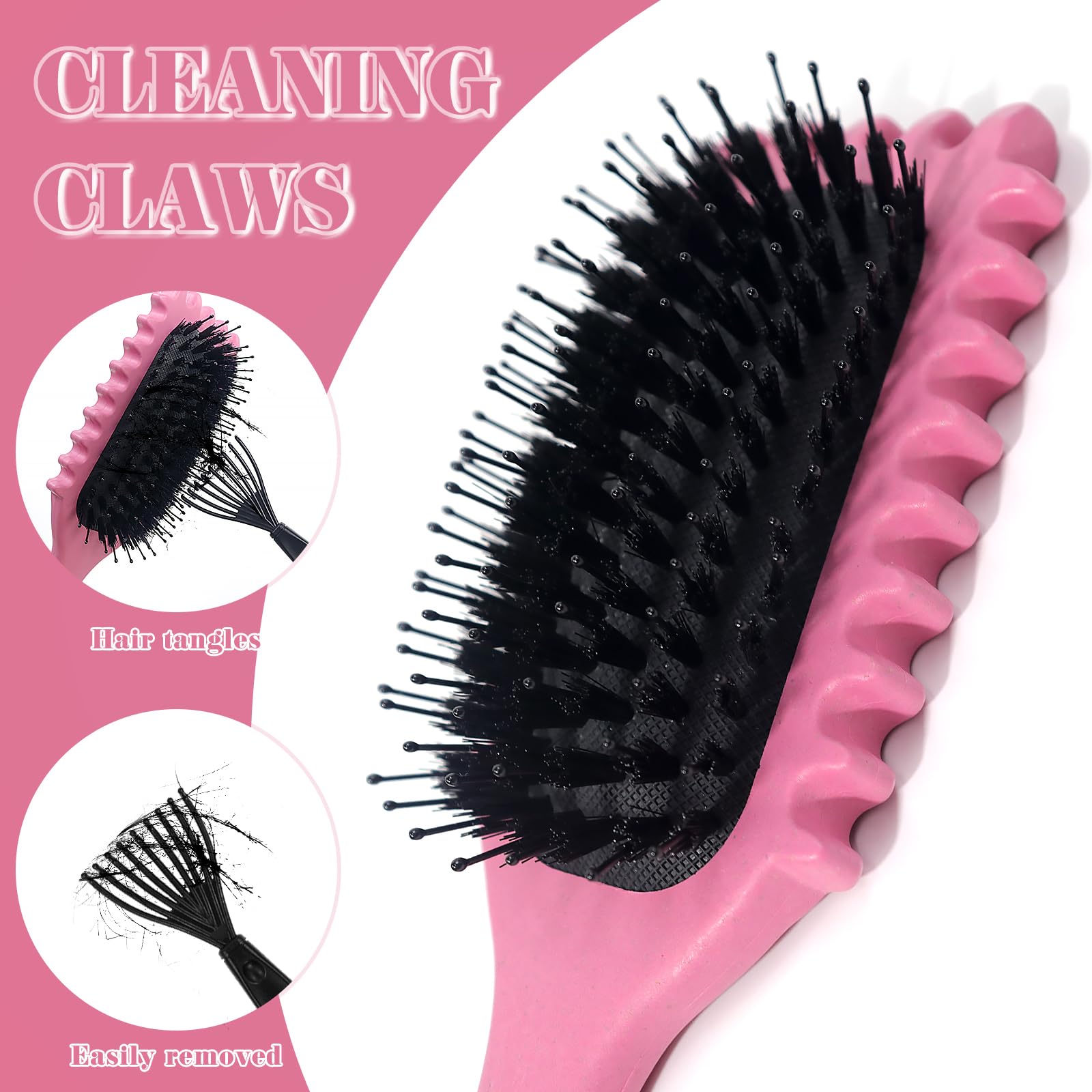 Sularpek Curly Hair Brush - Boar Bristle Curl Defining Styling Brush for Detangling Shaping, and Defining Curls - Rose Red - Image 3