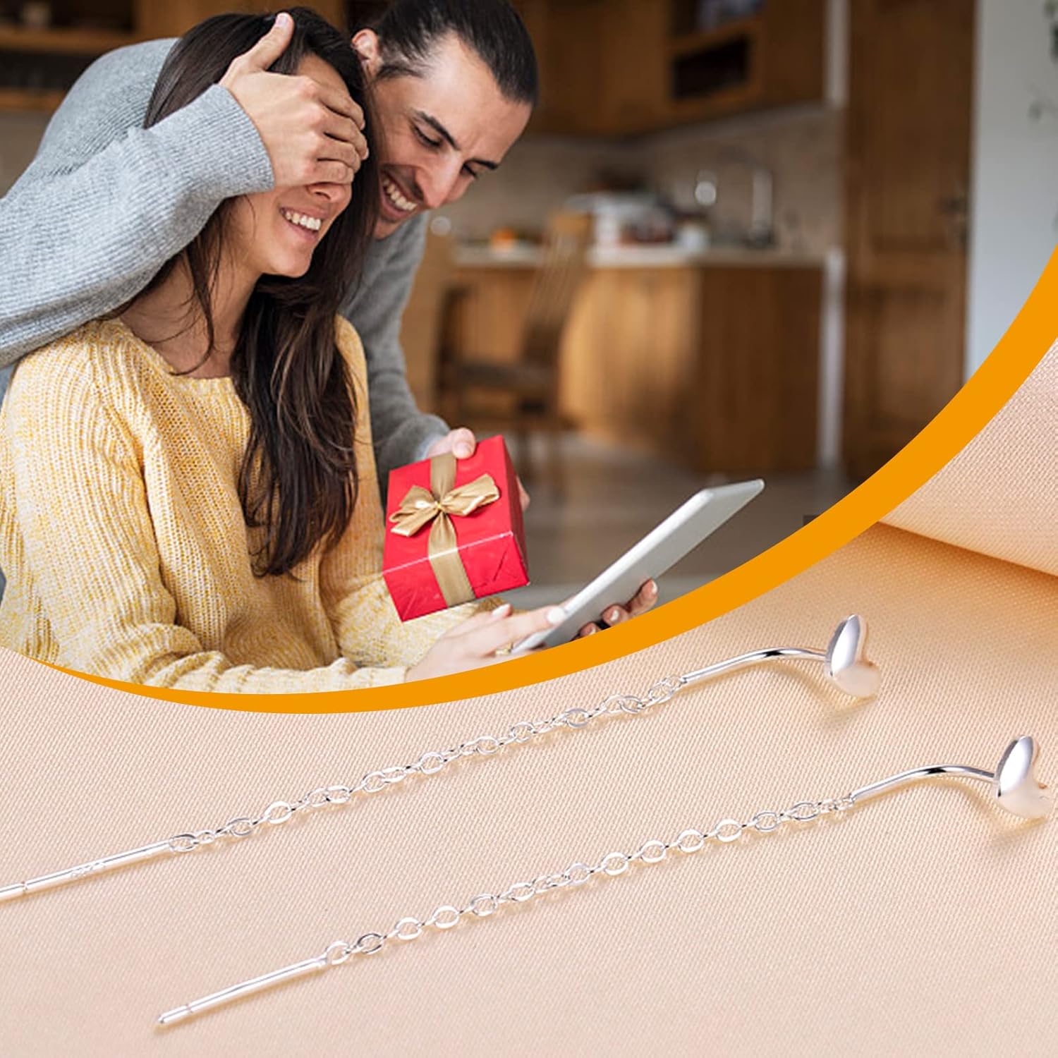 925 Sterling Silver Chain Earrings for Women,18K gold plated Threader Earrings for Women,Long Dangle Drop Earrings for Women Teen Girls - Image 6