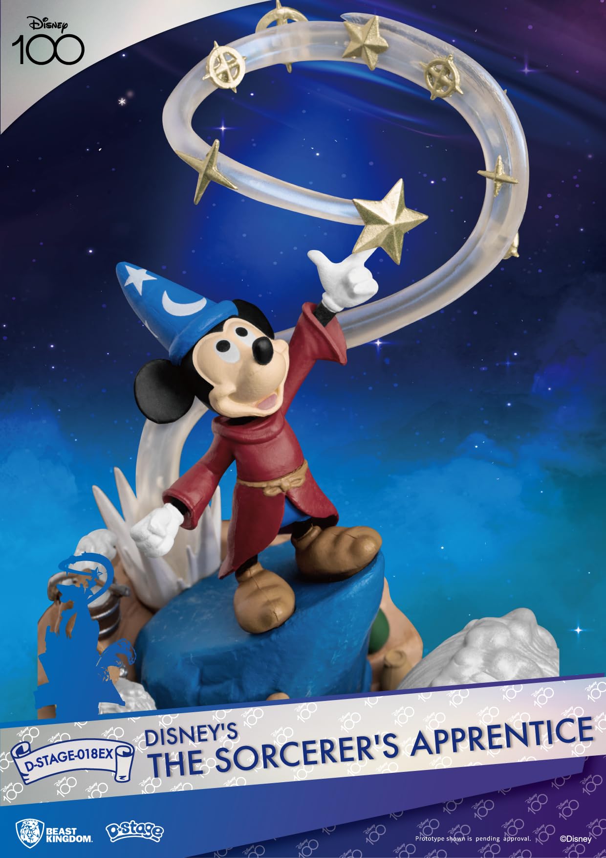 Beast Kingdom Sorcerer's Apprentice Mickey Mouse Statue - D-Stage Series 6" Figure, 90th Anniversary Disney Collectible