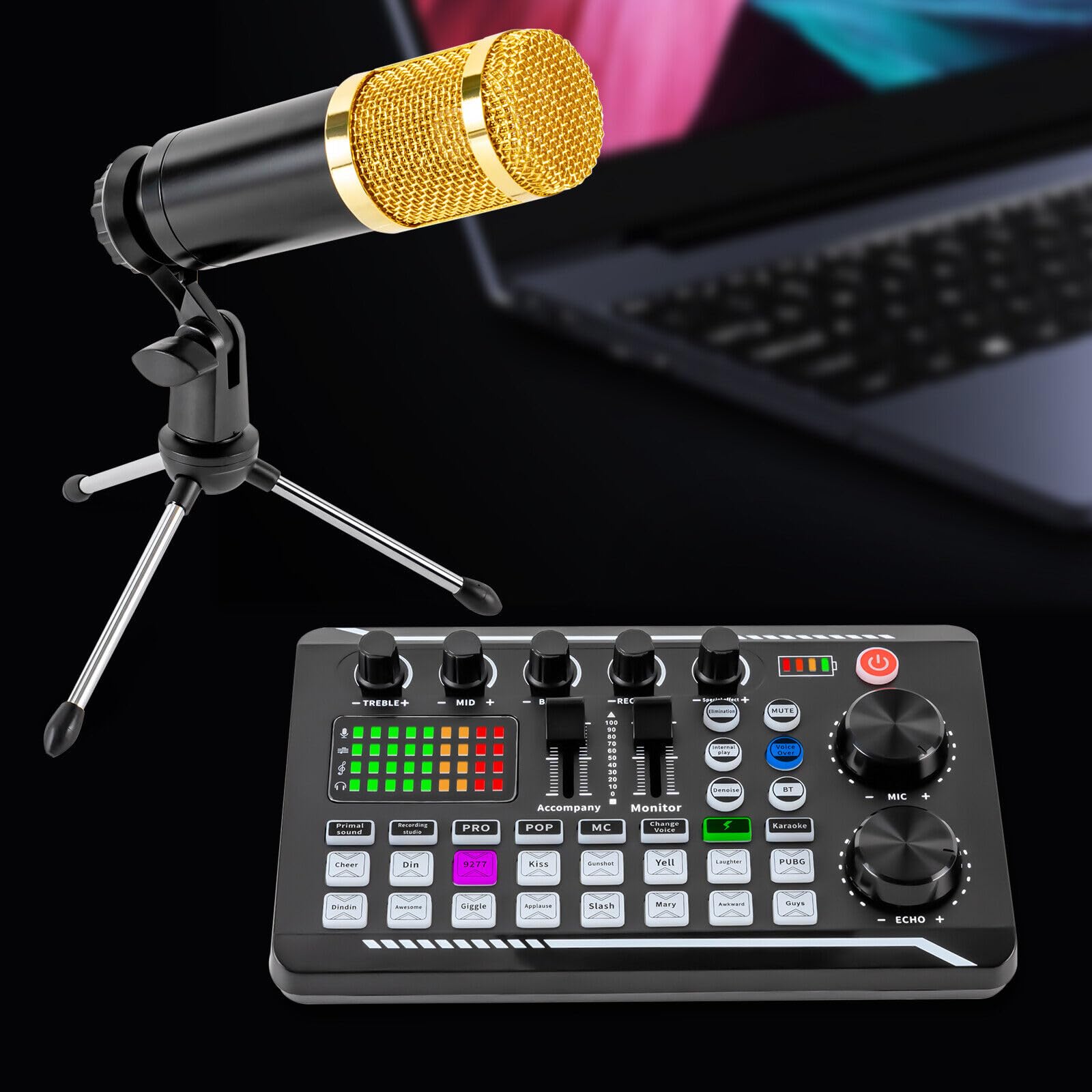 Microphone de streaming, podcast, kit de mixage audio avec carte son pour streaming, podcasting, enregistrement, convient pour PC/ordinateur portable/téléphone/Pad