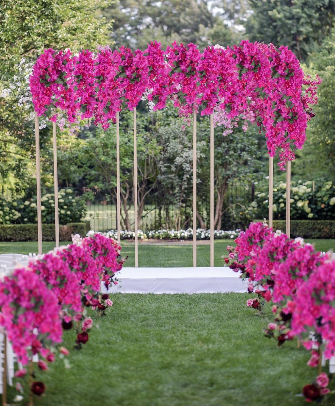 IPOPU 4PCS Bougainvillea Artificial Flowers 42" Long Stem Faux Silk Bougainvillea Flowers Fake Flowers Branches for Wedding Centerpieces Home Garden Arch Wall Decorations (Fuchsia Mixed) - Image 3
