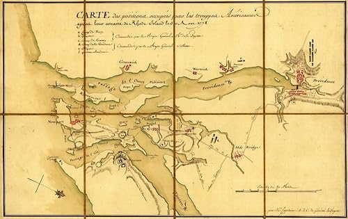 Carte des positions ocupa par les trouppes Amricaines apres leur retraite de Rhode Island le 30 Aout 1778 Capitaine du Chesnoy Michel 1746-1804