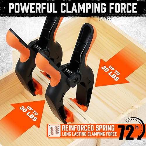 Miniatura 4 de HORUSDY Paquete de 6 abrazaderas de resorte resistentes, abrazaderas de plástico grandes de 7 pulgadas para manualidades con apertura de mandíbula