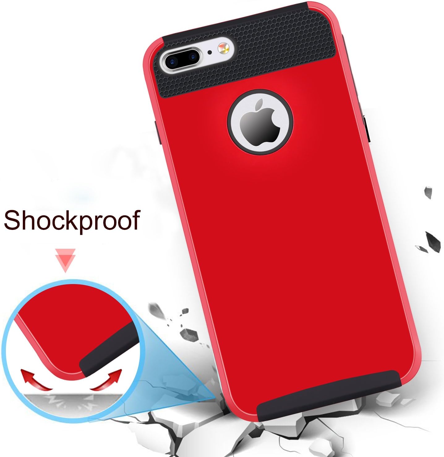 iPhone 8 Plus Case, iPhone 7 Plus Case, BENTOBEN Shockproof Slim 2 In 1 Hybrid Hard PC Cover Soft TPU Bumper Anti Scratch Full-Body Protective Phone Case for iPhone 7 Plus/iPhone 8 Plus(5.5 Inch), Red