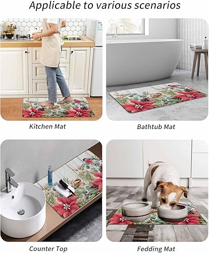 Miniatura 9 de Tapete de baño de Navidad para bañera, antideslizante, de secado rápido y absorbente, tierra de diatomeas, cocina, ducha, fregadero, lavable, tapete