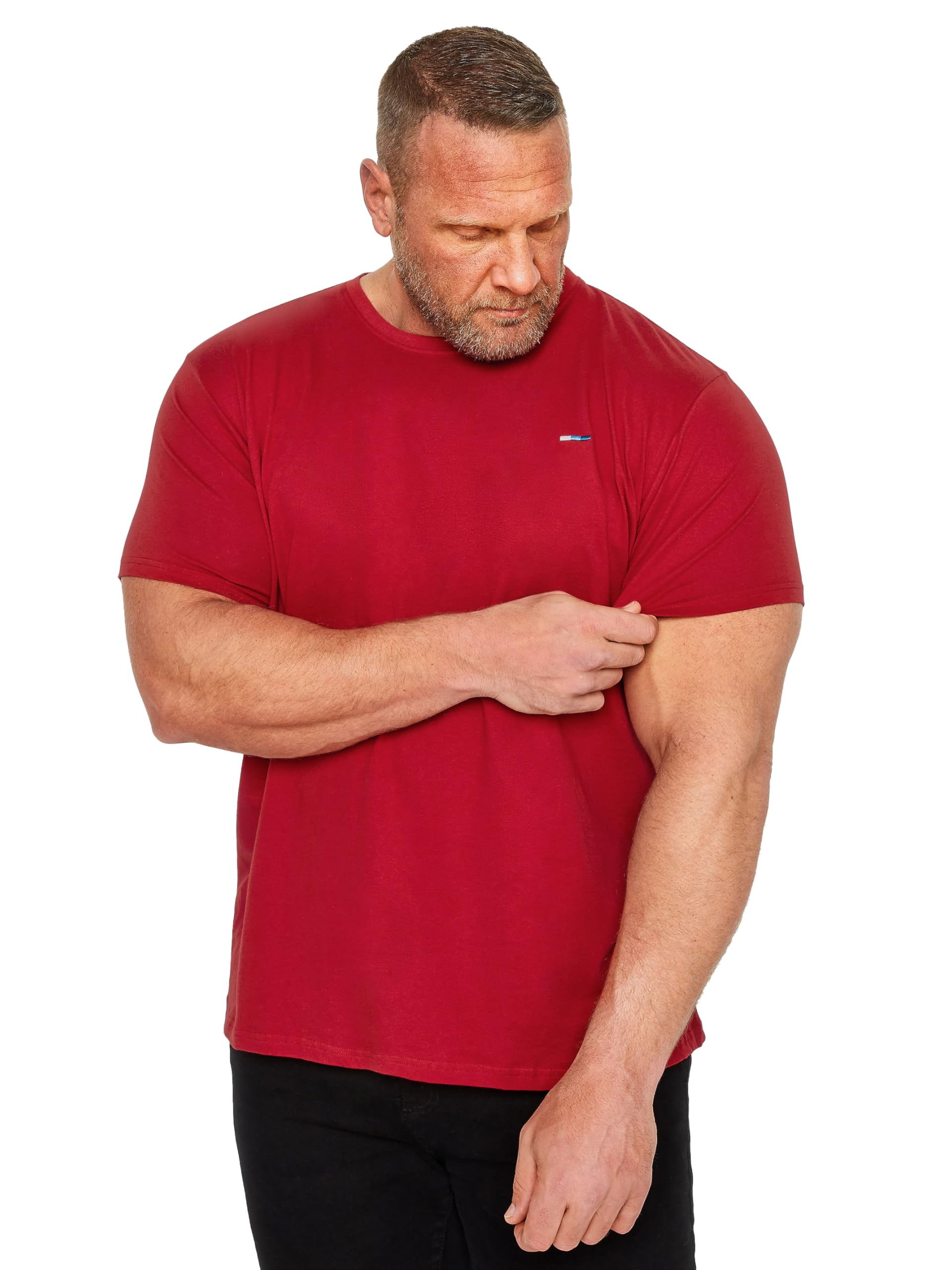 Badrhino Men's Dark Red Big & Tall Core Essential Everyday Tee Crew Neck Short Sleeve T-Shirt Top - Longer Length 100% Cotton - M To 8XL 5-6Xl