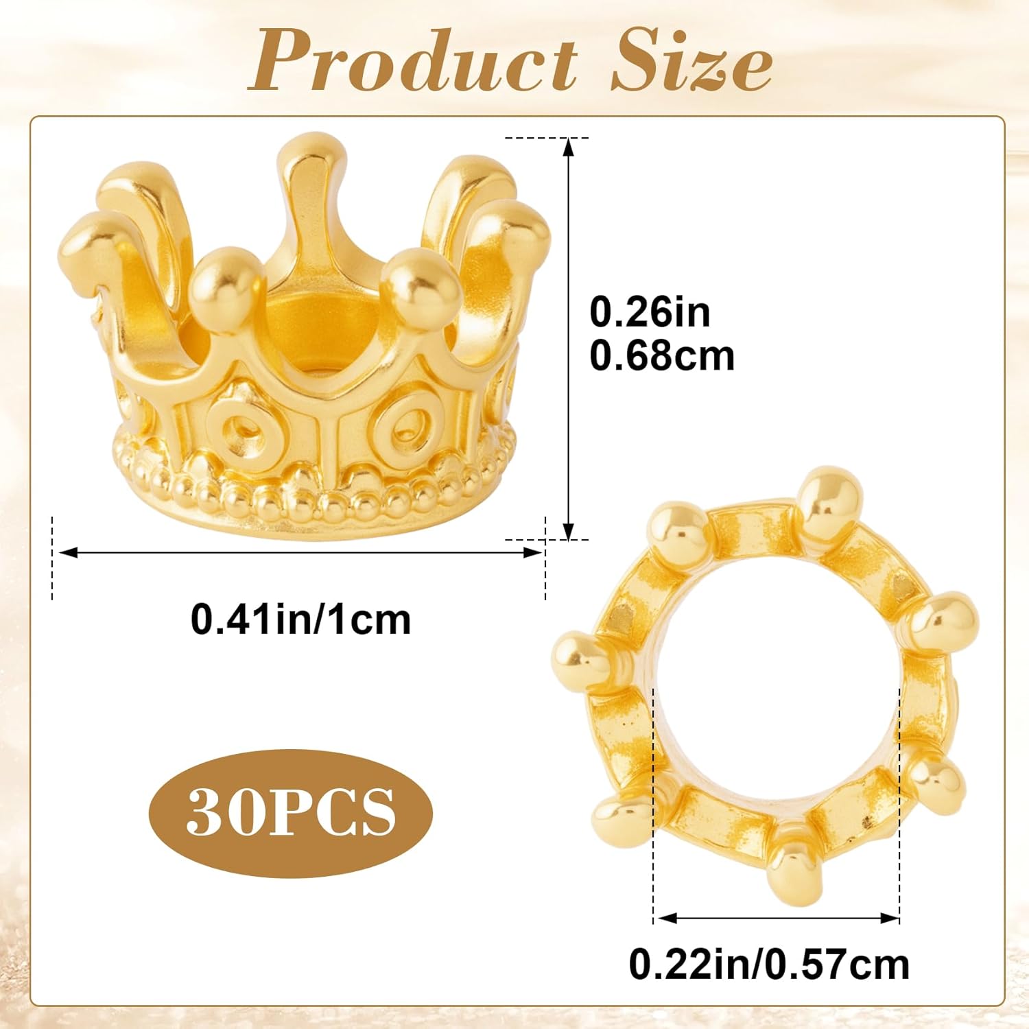 Crown Charms, 3D Alloy Mini Crowns for Crafts, Vintage Crown Beads, DIY Crowns Charm Supplies - Image 2