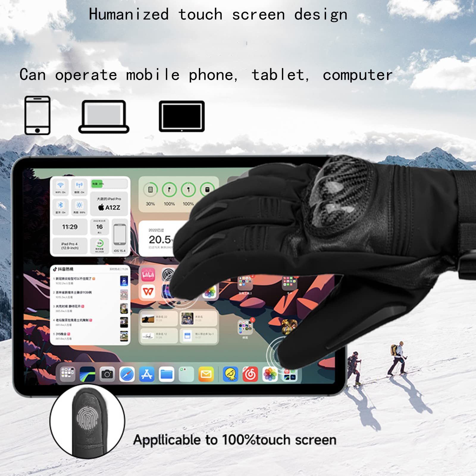 CHEWYNP Guanti riscaldati per Uomo Donna, Guanti Caldi Ricaricabili con Pacco Batteria, Guanti riscaldati elettrici Invernali 2700 mAh, Guanti riscaldati 7,4 V scaldamani per Motociclismo,