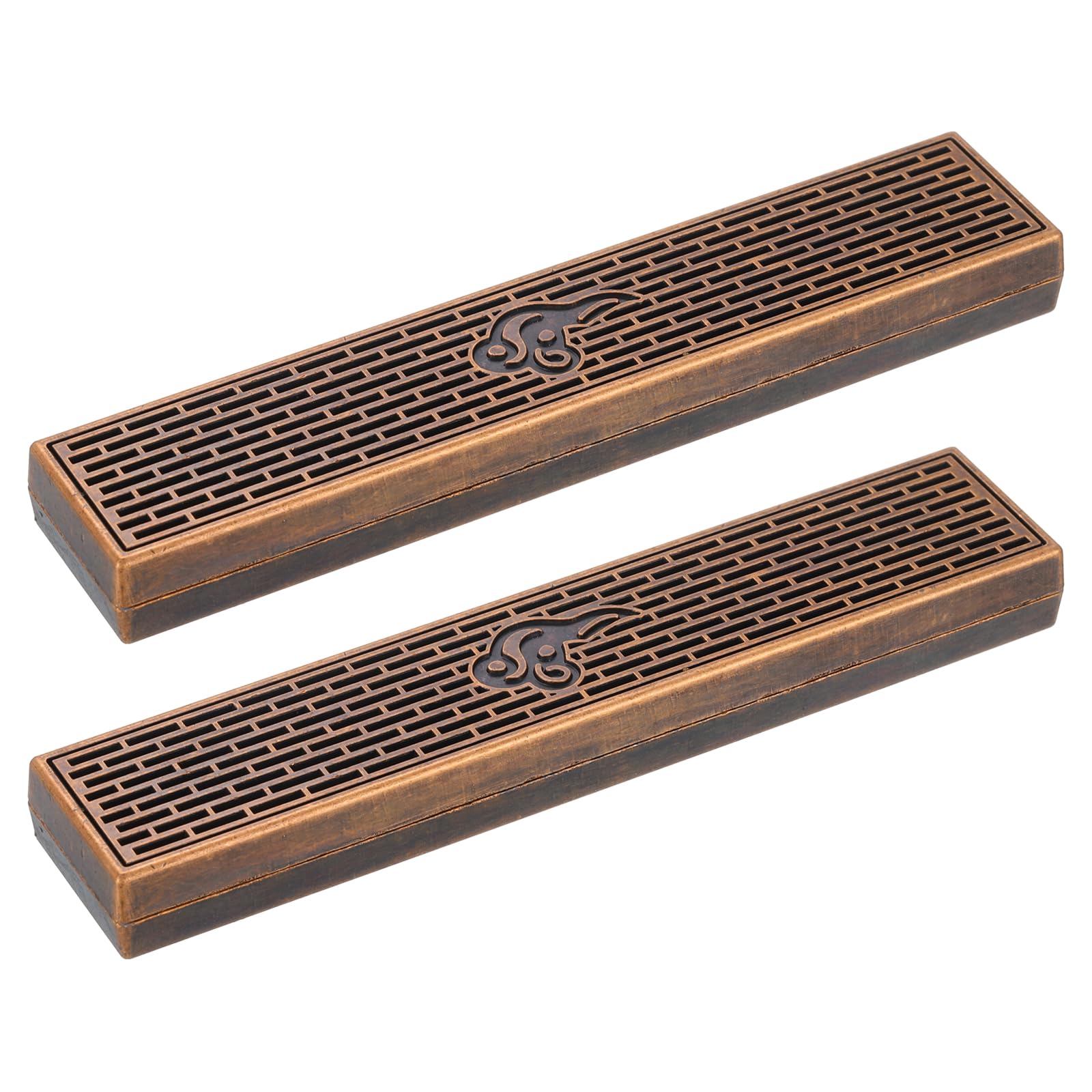 sourcing map 2pcs Incense Stick Holder, Brass Incense Stick Burner with Storage Compartment Ash Catcher For Yoga, Meditation, Home Office, Copper