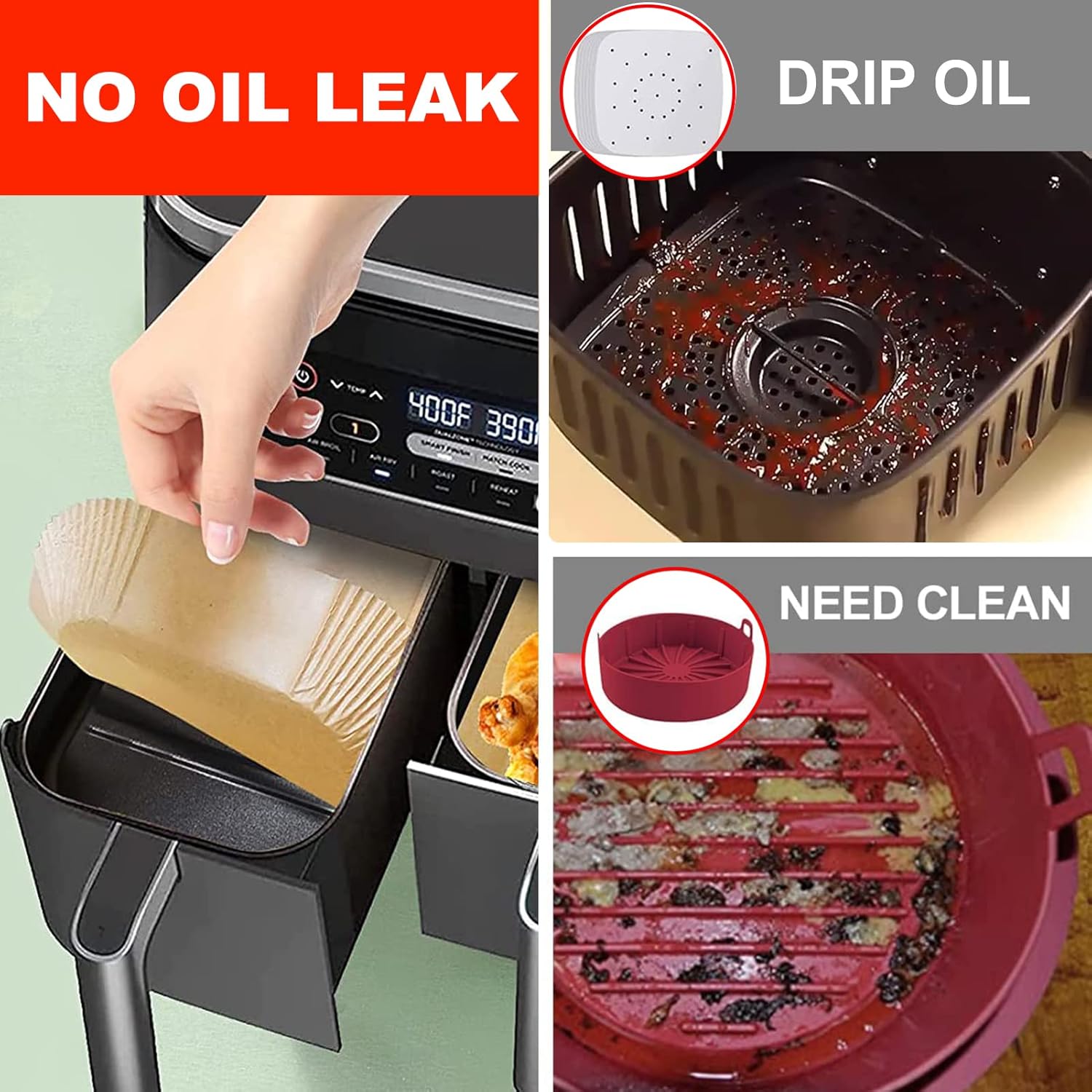 Air Fryer Liner Rectangular for Ninja Foodi Dual Basket 8QT 10QT, Bella Air Fryer Accessories, Air Fryer Liners 4 qt Rectangle, 125Pcs Parchment Paper liners for DZ201,DZ401, FG551 - Image 7