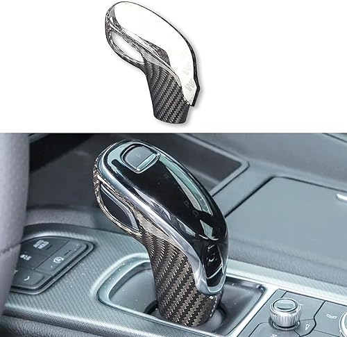 Bilisin Compatible con la perilla de la palanca de cambios trasera del automóvil, de fibra de carbono, decoración de palanca de cambios para