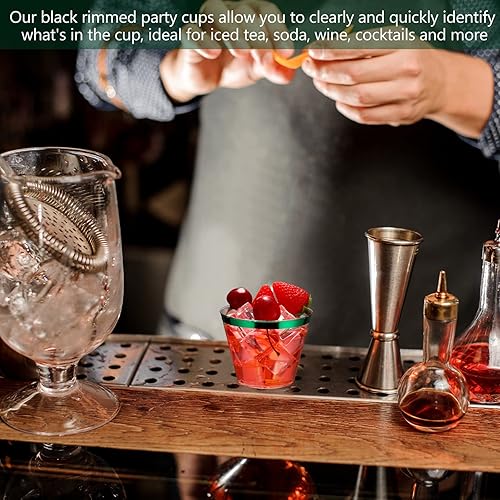 Miniatura 3 de Norme 50 vasos de plástico con borde de 9 onzas, vasos de plástico resistentes, copas de cóctel, vasos para Navidad, Año Nuevo, cumpleaños, San