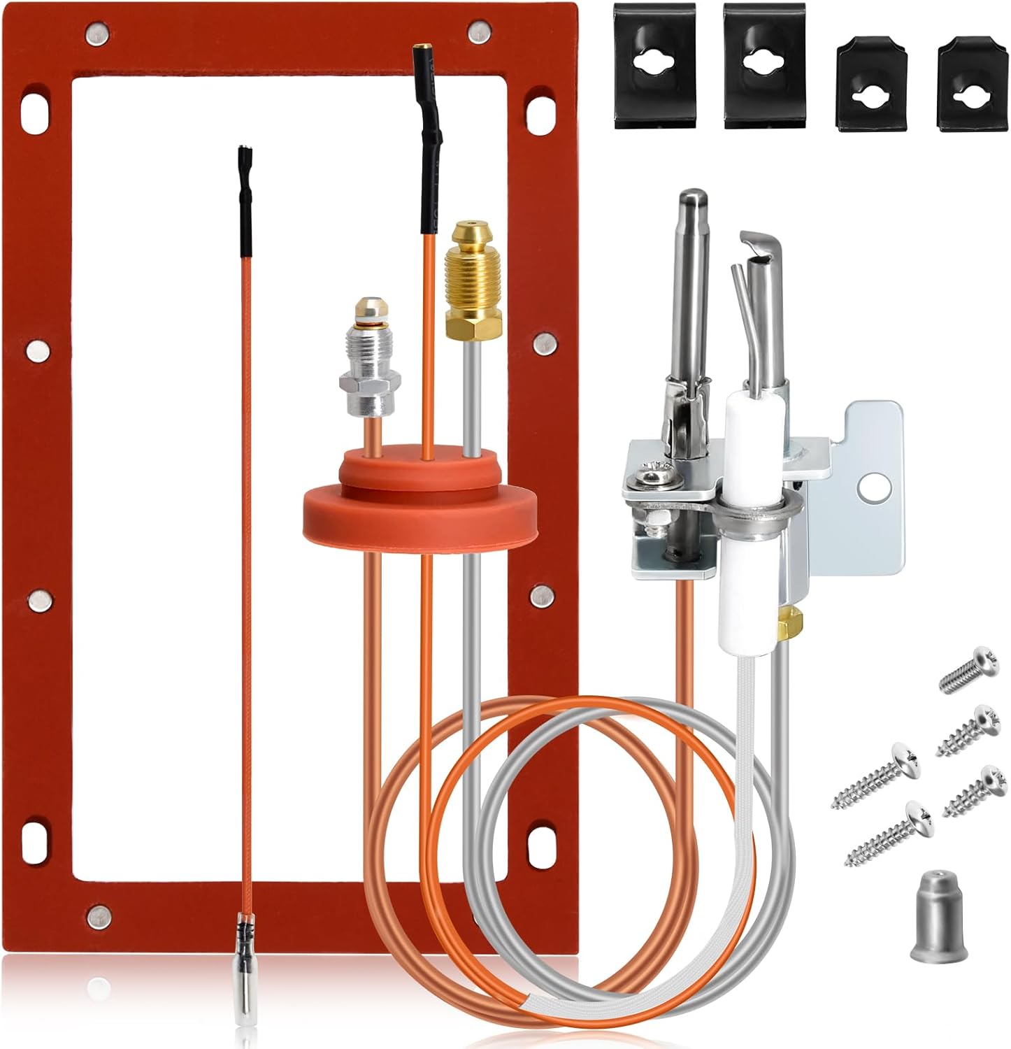 Hiorucet SP20075 Natural Gas Pilot and Igniter Assembly Kit for Rheem, Richmond, GE Water Heater Replacement Parts, GG50T06AVH00, AS39845 Pilot Assembly w/Thermocouple, Thermopile, Burner Door Gasket
