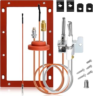 Hiorucet SP20075 Natural Gas Pilot and Igniter Assembly Kit for Rheem, Richmond, GE Water Heater Replacement Parts, GG50T06AVH00, AS39845 Pilot Assembly w/Thermocouple, Thermopile, Burner Door Gasket