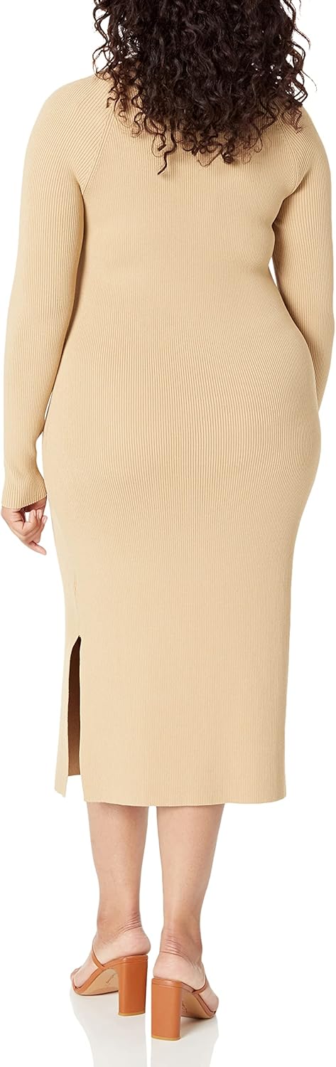 The Drop Womens Cameron Ribbed Sweetheart Neckline Midi Sweater Dress