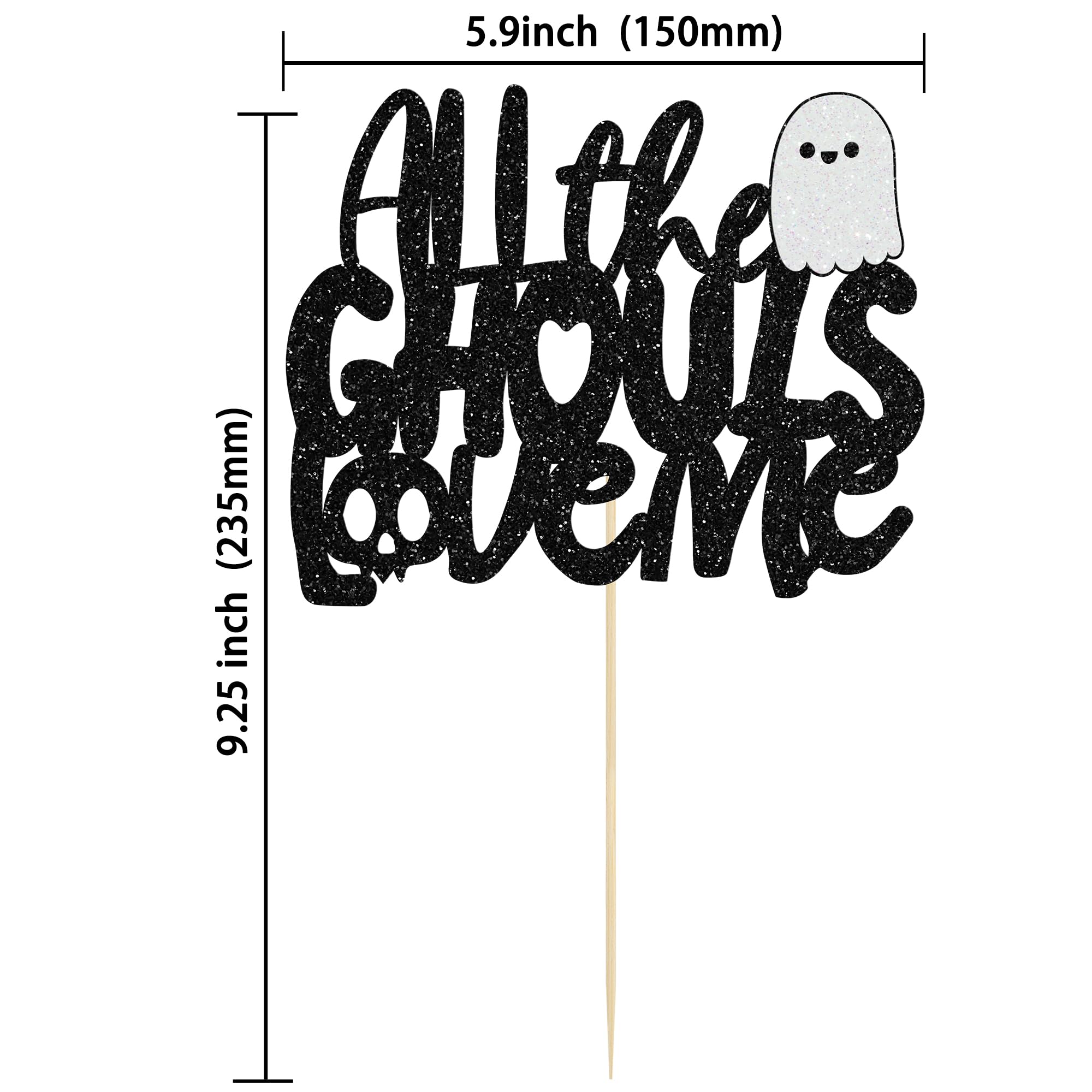 Gyufise 1Pc Halloween Cake Topper - Glitter Baby Ghost Cake Topper - All the Ghoul Love Me Cake Pick Decorations for Baby Shower & Kids Birthday Party Cake Supplies