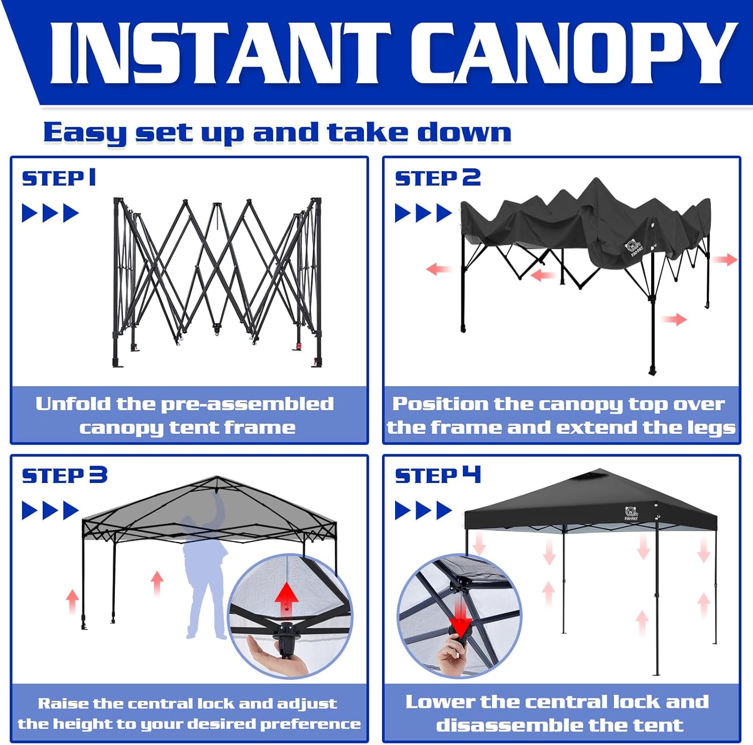 10x10 Pop Up Canopy Tent,300D Silver-Coating Top,1-Person Setup Commercial Heavy Duty Canopy Tent Instant Portable Shelter and Carry Bag, with 8 Stakes and 4 Weights (White)