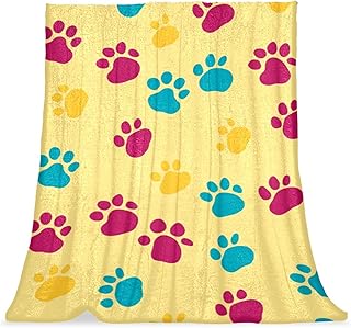 YTYVAGT Mantas para mujer, mantas y mantas de sofá, patas de colores, fondo amarillo, 59 x 51 pulgadas