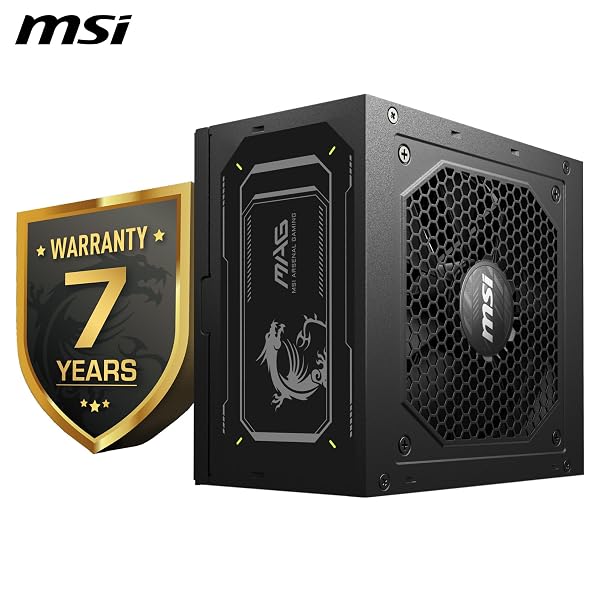 MSI MAG A750GL PCIE5 Power Supply Unit, 750W, 80 Plus Gold, Fully Modular, ATX 3.0, PCIe 5.0 GPU Support, 120mm FDB Fan, Full-Bridge LLC, Flat Black Cables - 7 Year Warranty - 5