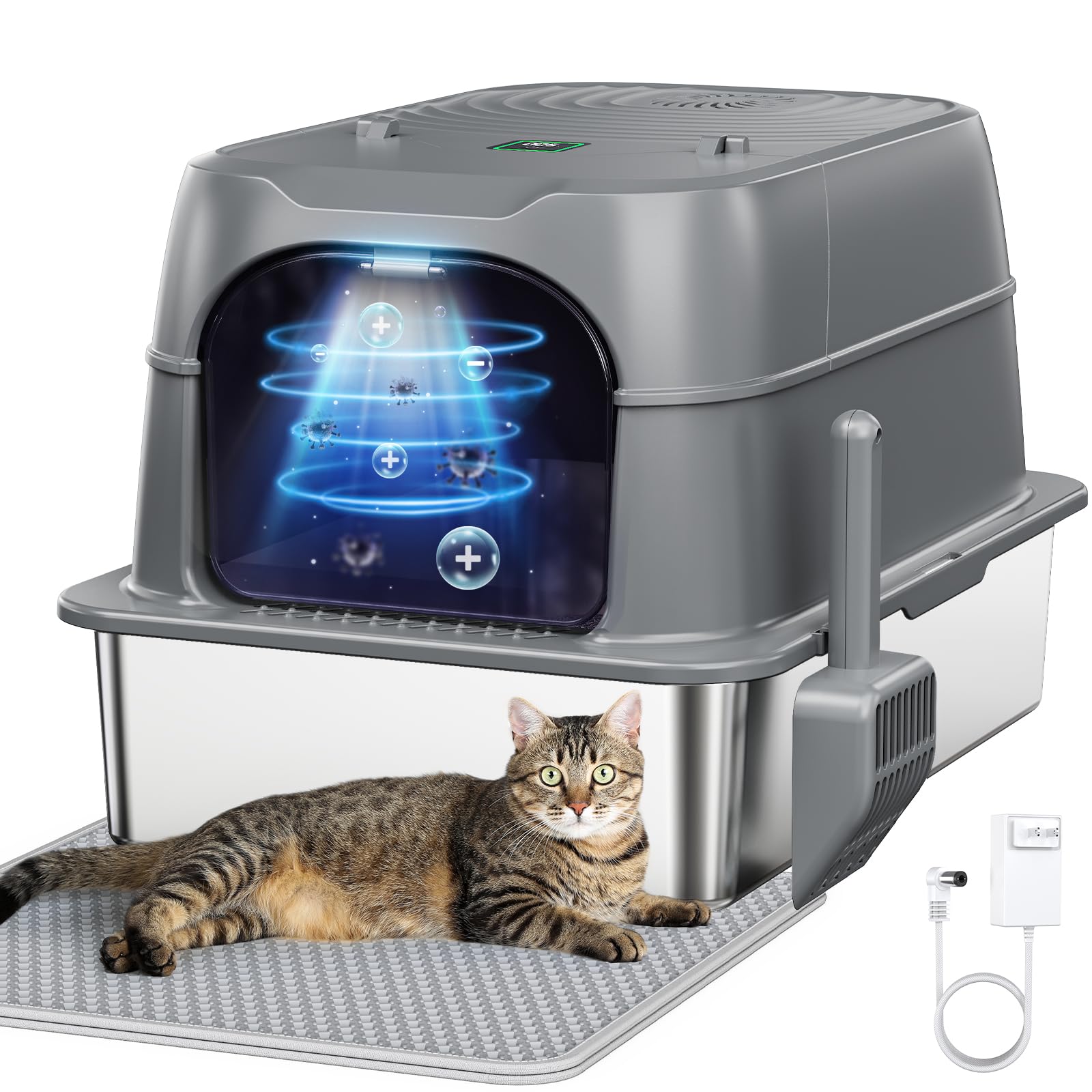 Caja de arena inteligente con desodorante de plasma para gatos grandes