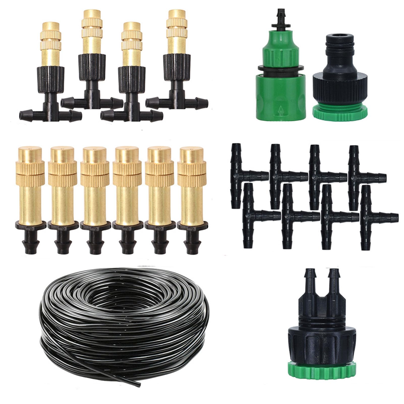 Système d'irrigation de jardin de 30 m - Système d'irrigation goutte à goutte - Avec buses de pulvérisation en cuivre de 4/7 mm - Pour pelouse, irrigation, refroidissement