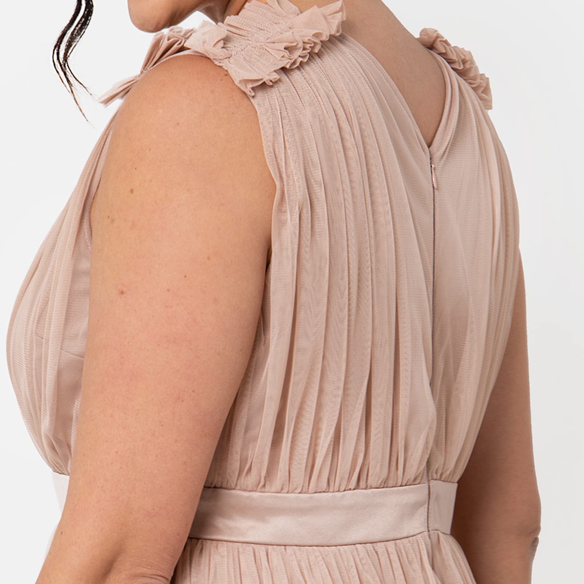 Maya Deluxe Maya Deluxe Maxi Dress with Ruffle Shoulder Detail Robe de Demoiselle d'honneur Femme