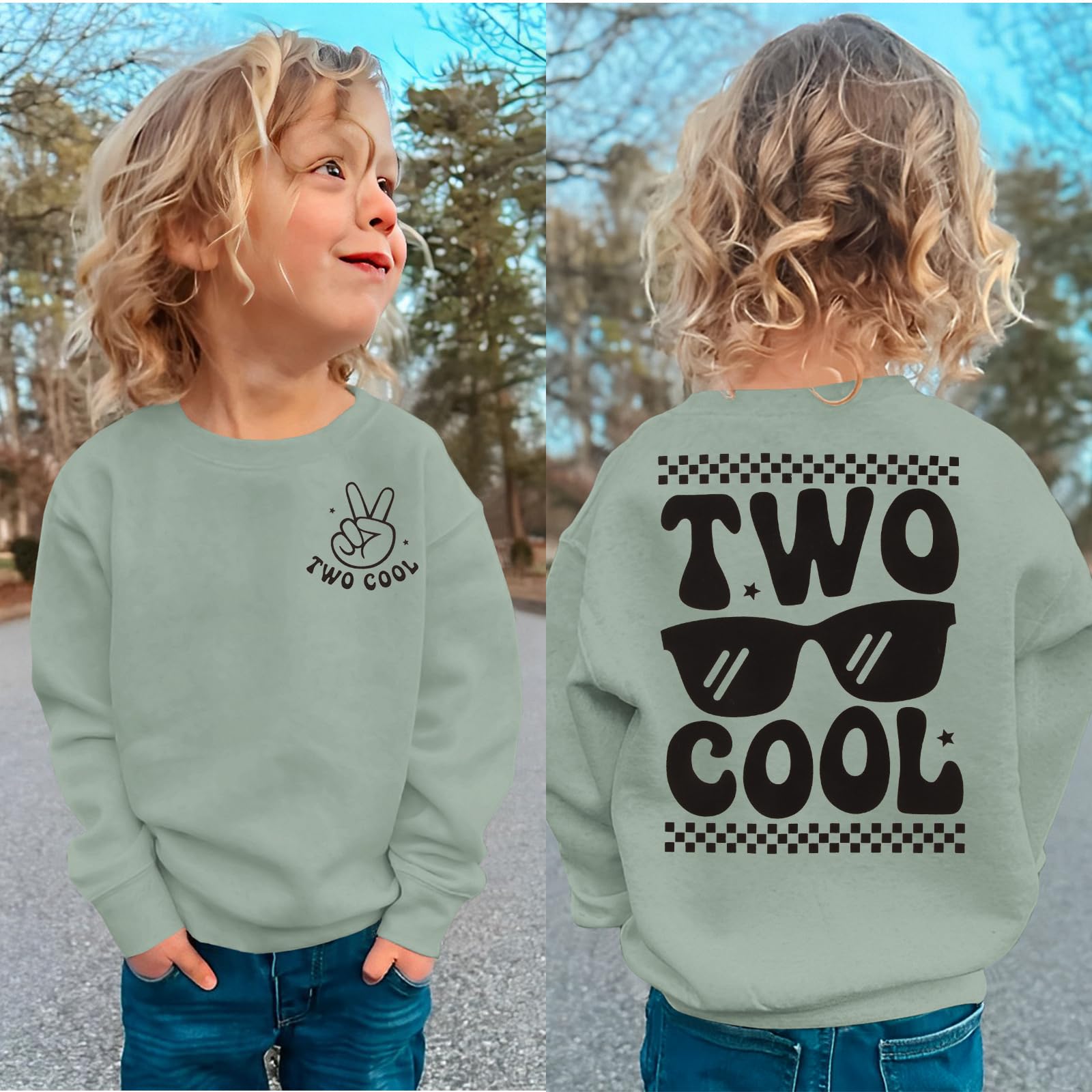 CM C&M WODRO 2. Geburtstag Junge Sweatshirt Two COOL Pullover für Kleinkinder Zweiter Geburtstags Sweatshirts Herbst Winter Langarmshirt Kinder Ankündigung Outfit Baumwolle Babyshirt