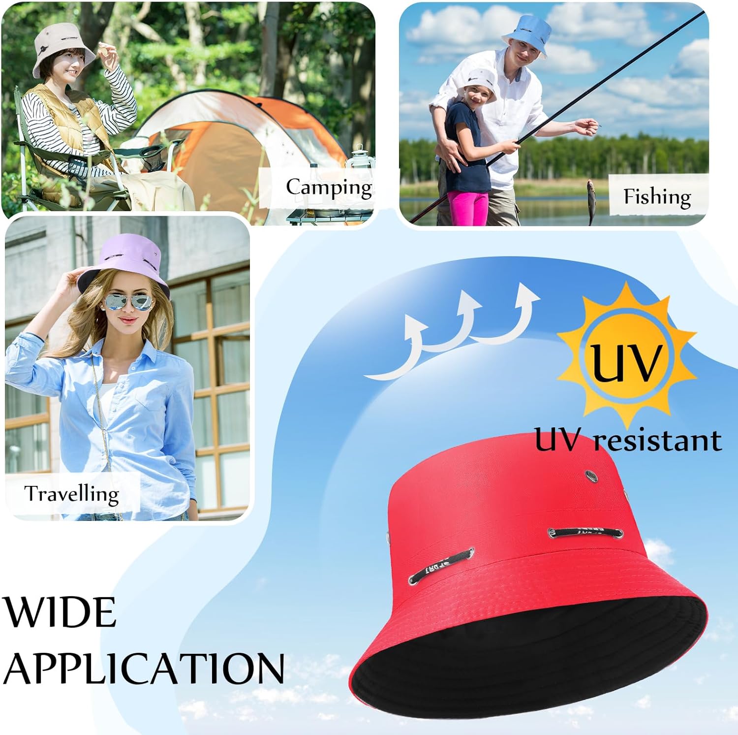 Didaey 24 Pcs Bucket Hat Bulk for Women Men Adjustable Beach Boonie Sun Hat Summer Outdoor Packable Cap for Hiking Camping