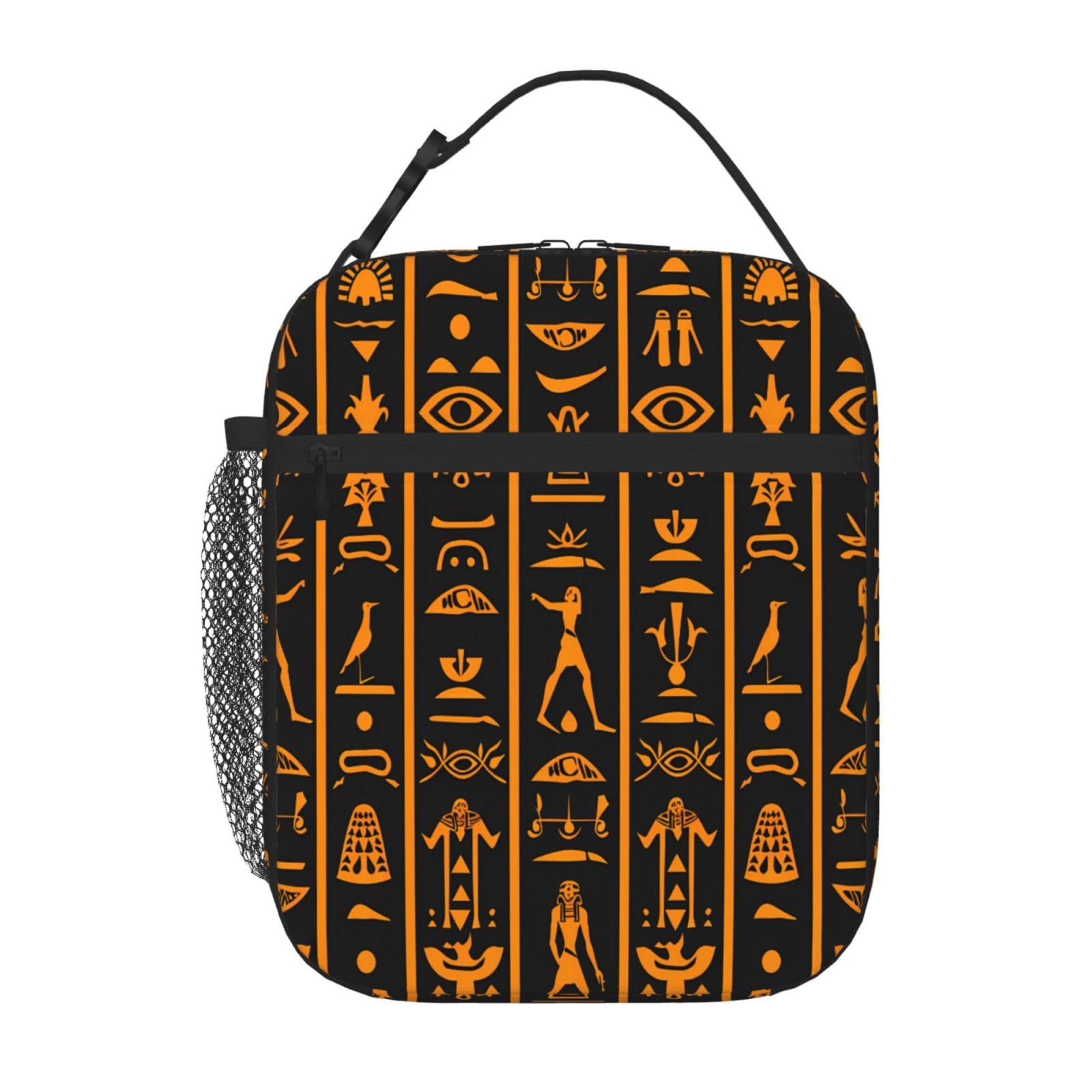 Entemne Egyptian Hieroglyphs Lunch Bag for Kids Men Women Insulated Lunch Box Bag Small Cooler Tote Water-Resistant Thermal Leak-Proof Meal Bags for Work Picnic School