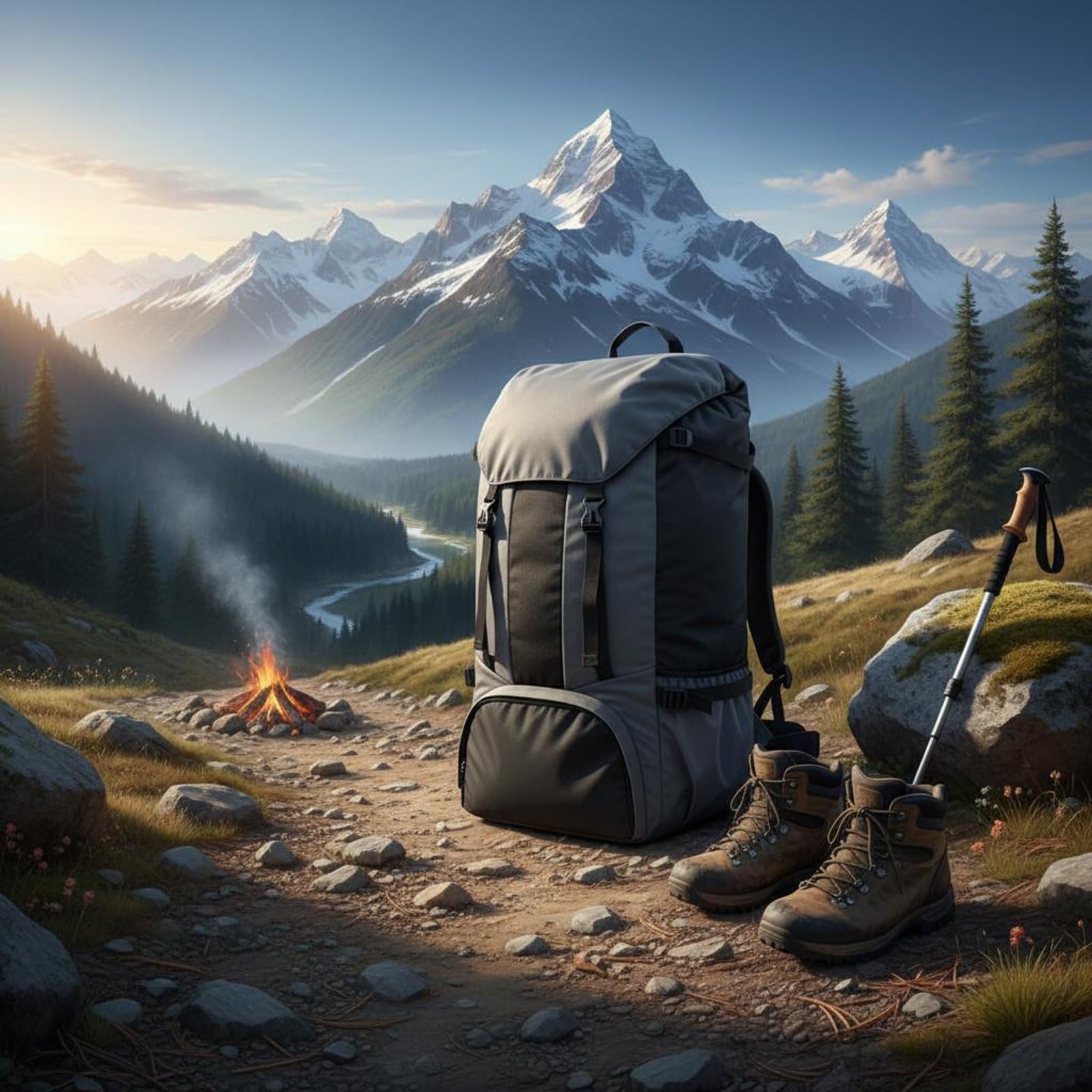 predolo Zaino da Viaggio 80L Multifunzionale Zaino Borsone 80L Schienale Imbottito Borsone Zainabile Multifunzione per Escursionisti, Campeggiatori, Grigio Blu