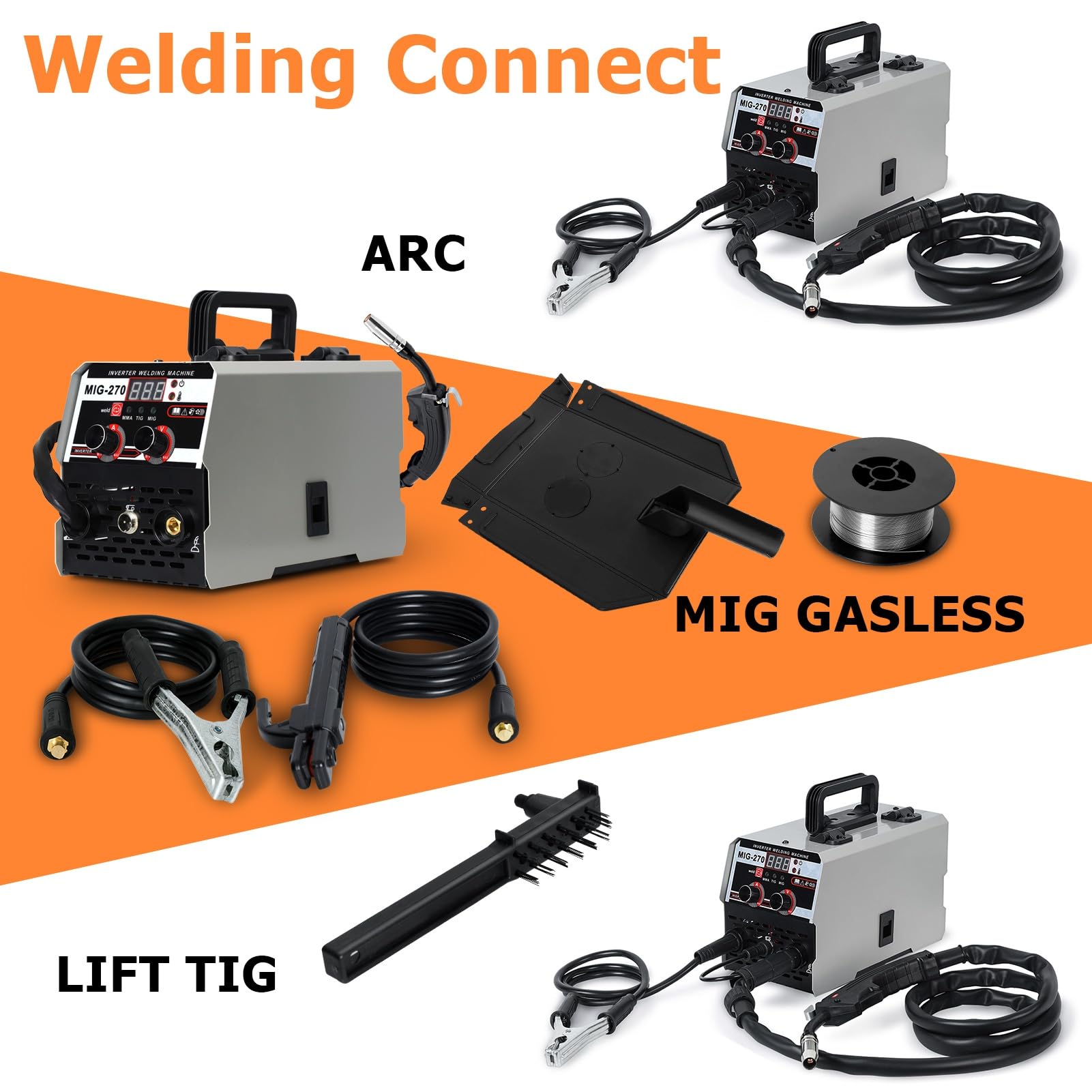 Estación de soldadura MIG multifuncional, potente y portátil, pantalla digital LED, soldadura MIG/TIG/ARC, sin gas, ideal para acero y aluminio, soldador inversor para talleres y Bricol