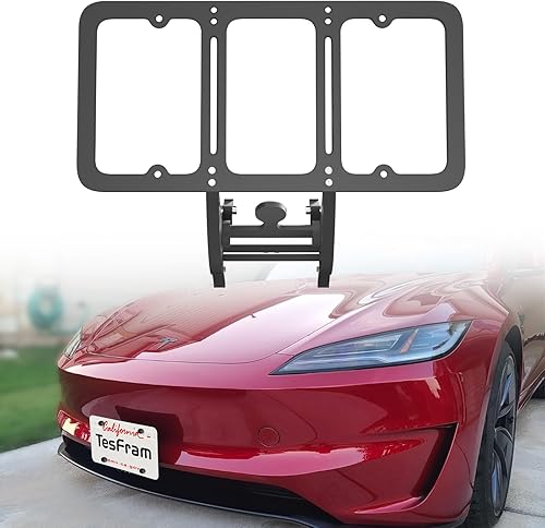 Soporte delantero para placa de matrícula Tesla Modelo 3 2023-2017, antirrobo y ajustable en altura (patente de EE. UU.), kit de montaje de soporte