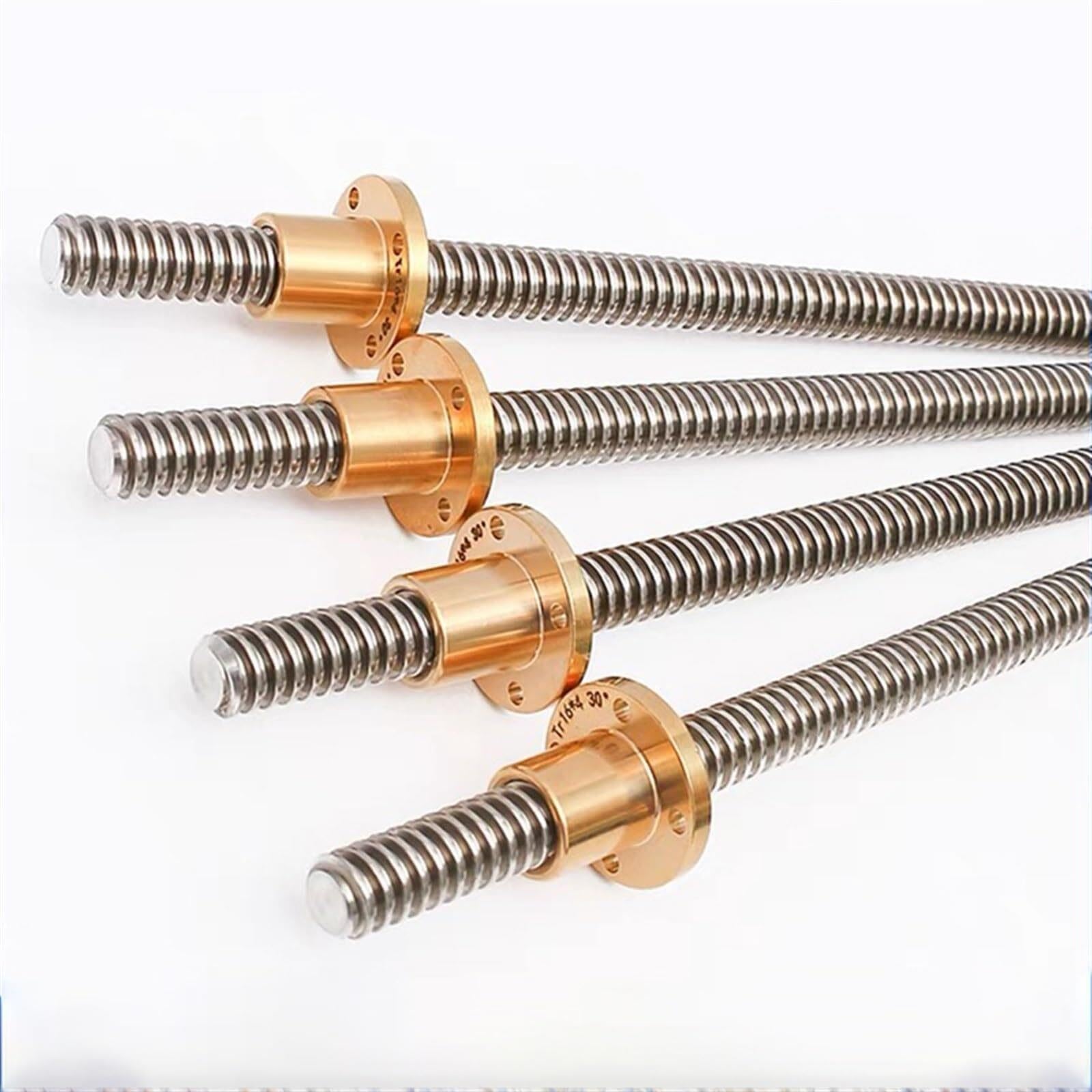 Husillo trapezoidal T16 con tuerca de latón, acero inoxidable, paso 2-4mm