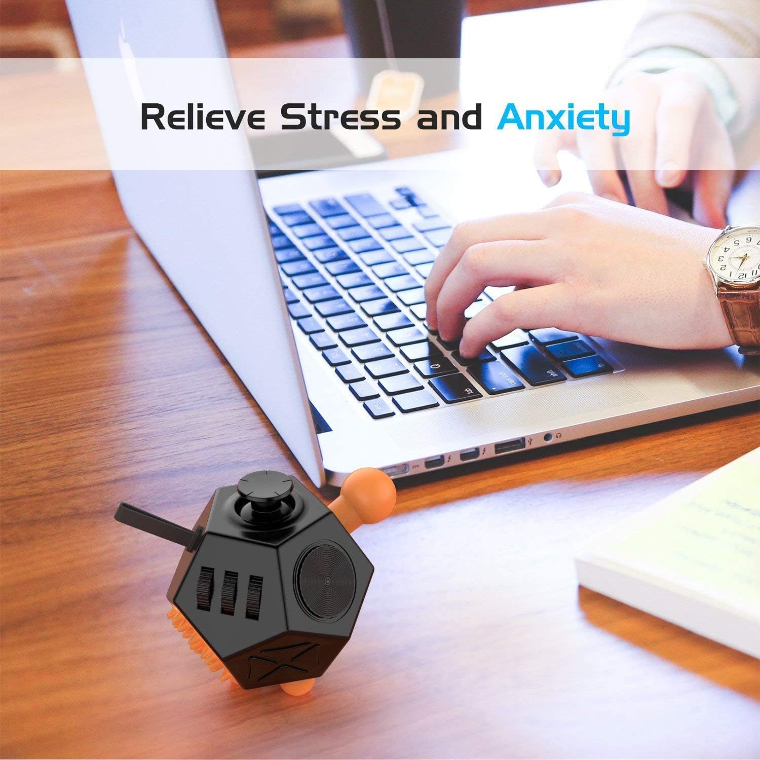 UOOEFUN Kids Fidget Toys,Prime Fidget Toys,Dodecagon Cube Toy Relief Stress and Anxiety Depression Anti for Children and Adult with Autism,ADD, ADHD & OCD (Black / A1)
