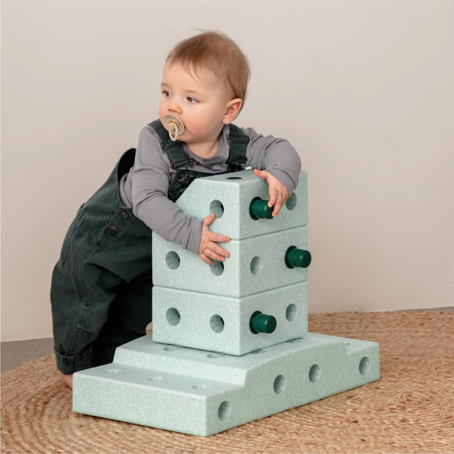 Modu Spielzeugmarke, Modell 20 Teile, Baukasten, Starter-Setset, Playsystem Explorer von 0-6 Jahren, Ocean Mint/Forest Green