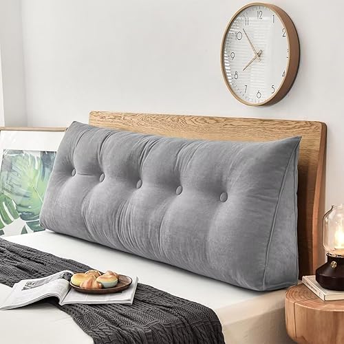 Almohada grande de cuña para cabecera de lectura, almohada para sentarse en la cama para adultos, cojín triangular para respaldo, soporte lumbar y