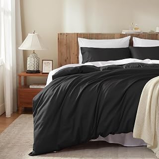 Twin Duvet Cover Set, 100% Egyptian Cotton, 1600 Thread Count, Ultra Soft & Breathable Luxury Bedding with Zipper Closure & Corner Ties, 3PCS(Black, 68''x90''