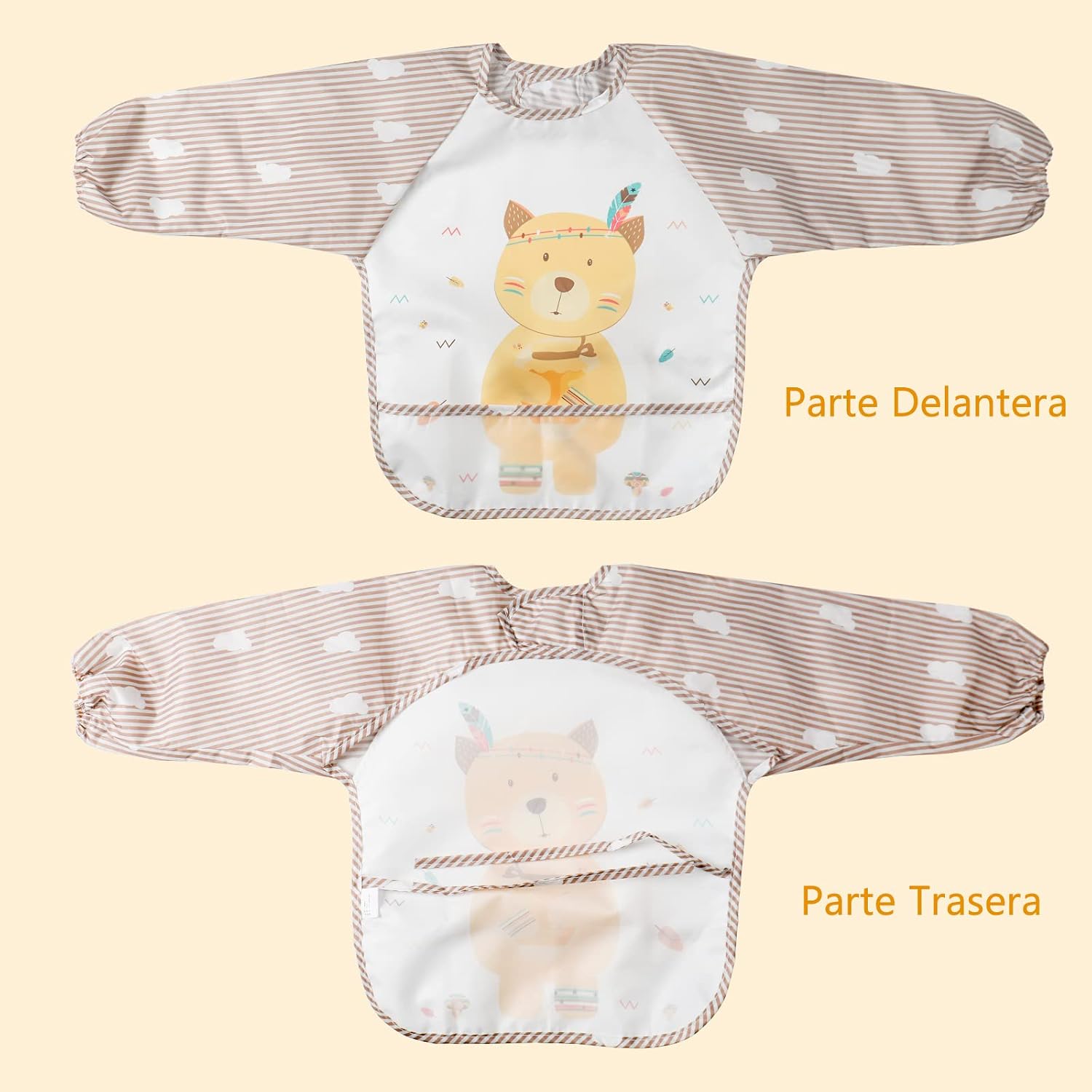 Waterproof Baby Bibs, 3 Pieces Bib with Sleeves EVA Long Sleeve Bib Boys Girls 6-36 Months, Waterproof Baby Bibs for Eating, Drinking, and Playing