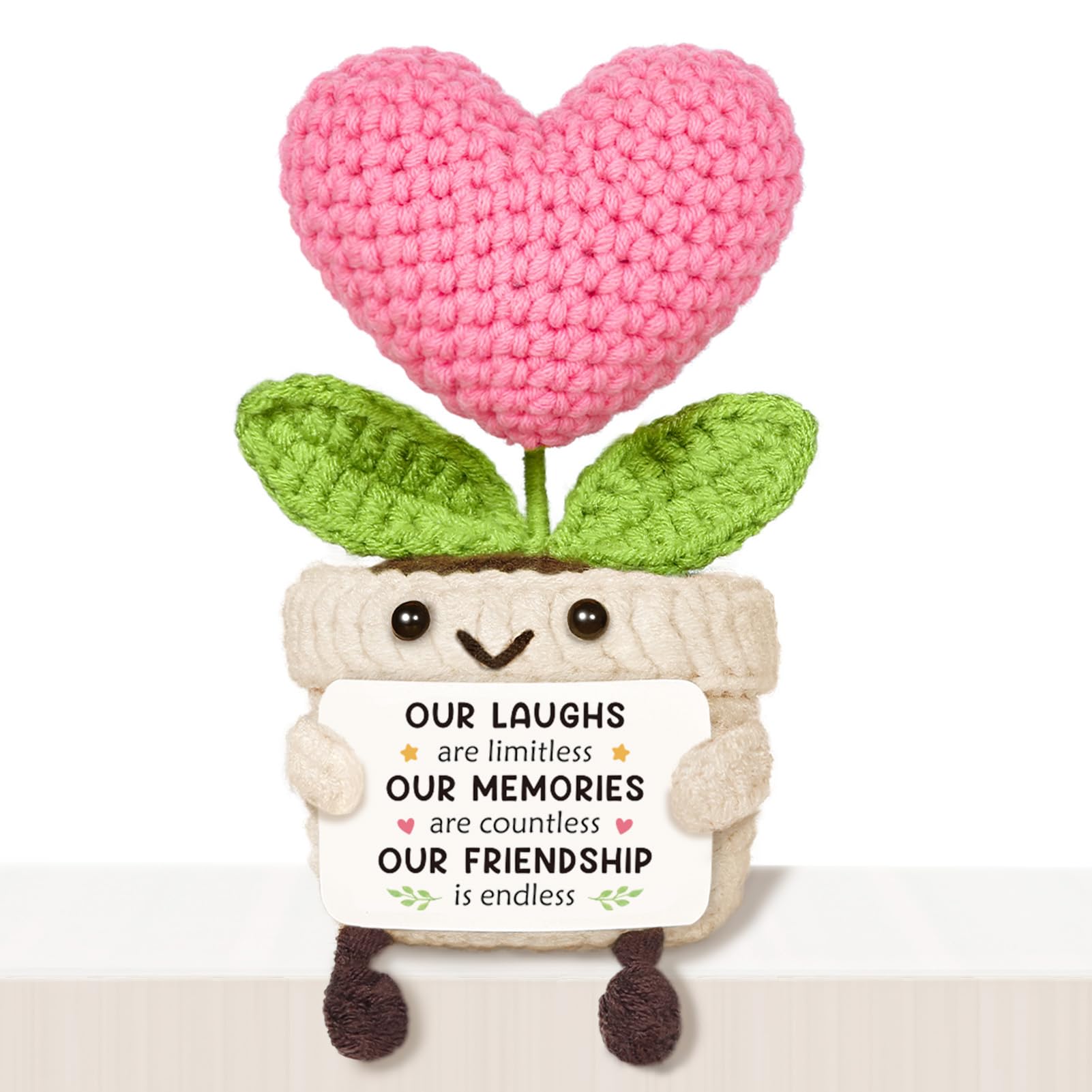 Giftasy Crochet Heart Flower Friendship Gifts for Women, Handmade Best Friend Birthday Gifts for Women, Friendship Gifts for Female Friends Besties Sisters